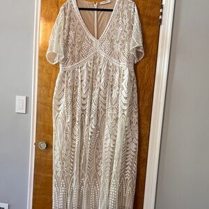 A Beautiful Soul Elegant Cream Lace Dress